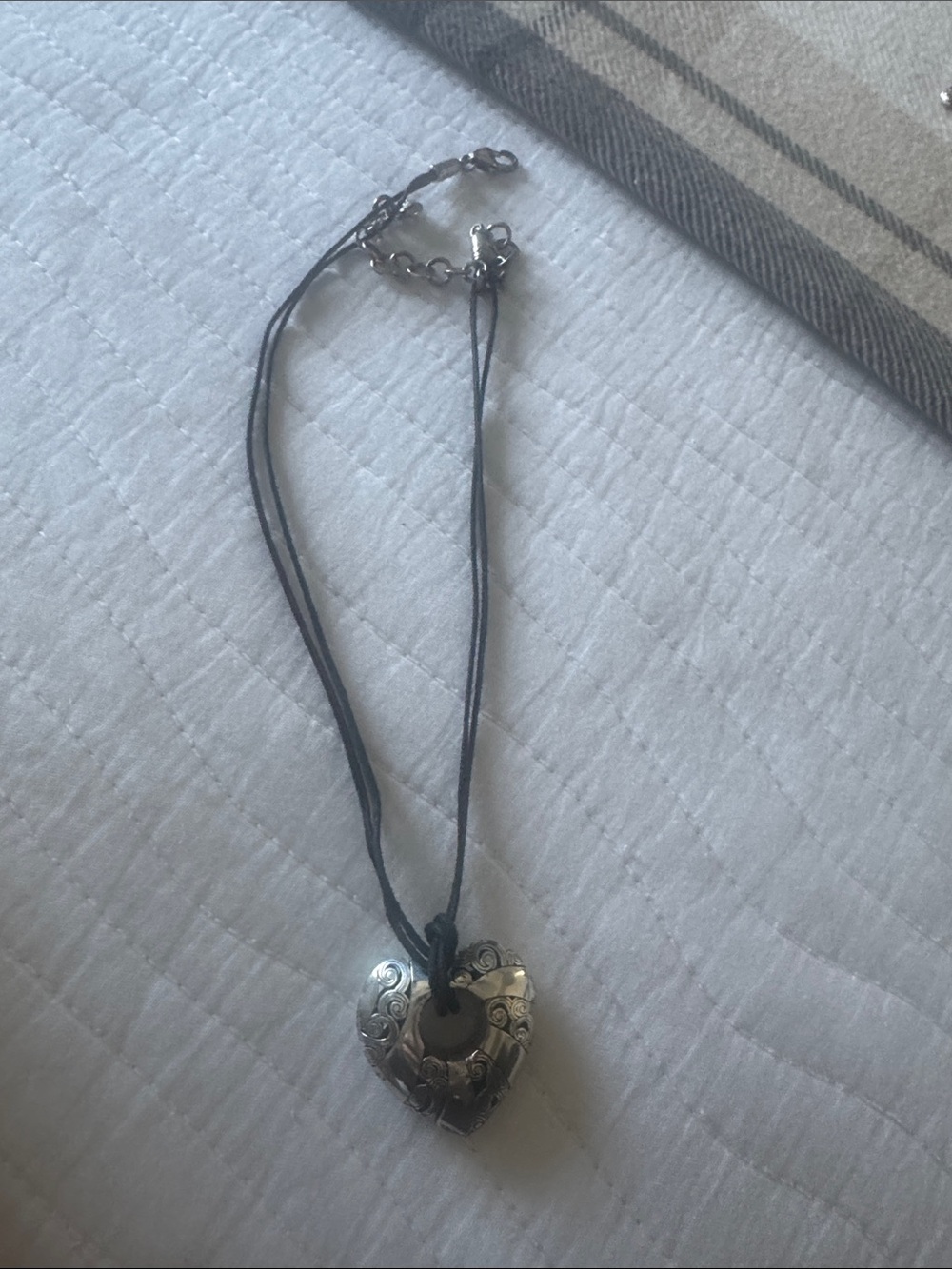 Brighton Silver Heart Pendant Necklace with Black Cord